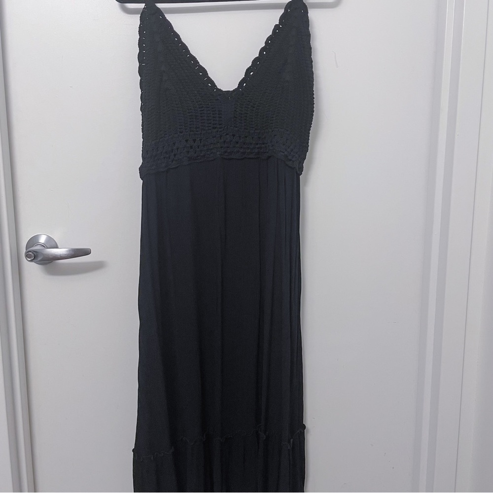 Indulge Black Summer Maxi Dress - Crochet Top, Size 3X